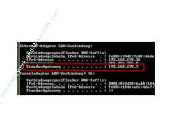 Netzwerk Tutorials: Ein sicheres Heimnetzwerk durch einen sicher konfigurierten Router - Anzeige des Standardgateways in der Windows 7 Kommandozeile