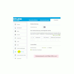 TP-Link Archer VR900v: Die Einrichtung einer Kindersicherung – Register Erweitert, Menü Kindersicherung
