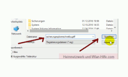Windows 10 - Gesperrte Registry-Einträge mit Regownershipex ändern – Dateinamen für die Registry-Sicherung vergeben