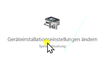Über das Suchfeld die Konfiguration Geräteinstallationseinstellungen ändern aufrufen