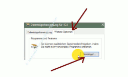 Windows 10 Datenträgerbereinigung – Programme und  Features, Botton Bereinigen
