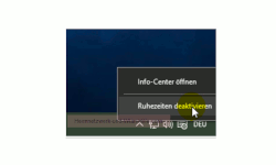 Das Windows 10 Info-Center – Option Ruhezeiten deaktivieren