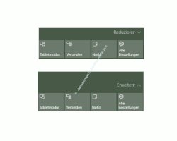 Das Windows 10 Info-Center – Die Optionen Reduzieren und Erweitern von Schnellzugriff Kacheln