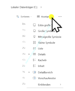 Windows 11 Explorer Menü Anzeige Menüpunkt Einblenden