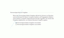 Windows Tutorials und Anleitungen: Windows 7 Berechtigungen konfigurieren - Freigabeeinstellung Option Kennwortgeschütztes Freigeben