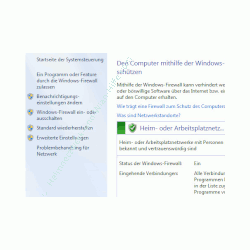 Heimnetzwerk Tutorials: Wichtige Sicherheitskonfigurationen in deinem Computer-Heimnetzwerk - Windows 7 Konfigurationsfenster der Windows Firewall