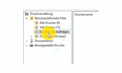 Druckverwaltung Windows 10 – Benutzerdefinierter Filter Drucker mit Aufträgen