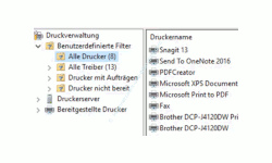 Druckverwaltung Windows 10 – Konfigurationsfenster Druckverwaltung, benutzerdefinierte Filter