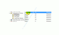 Windows 10 Tutorial: Alle Freigaben anzeigen – Computerverwaltung, Aufgelistete Freigaben