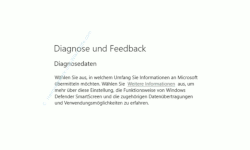 Windows 10 Tutorial - Daten (Telemetriedaten) anzeigen, die von Windows an Microsoft übertragen werden - Konfigurationsfenster Diagnose und Feedback 