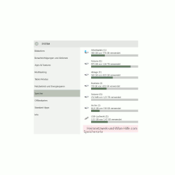Windows 10 - Die neuen Netzwerkkonfigurationsmenüs – Konfigurationsfenster System, Untermenü Speicher