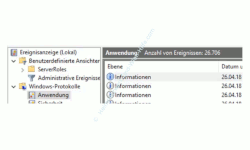 Windows 10 Ereignisanzeige – Anzeige von Ereignisinformationen im Protokoll Anwendung