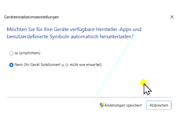 Windows 11 Geräteinstallationseinstellungen auf Nein setzen