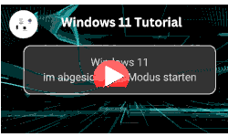 Windows 11 im abgesicherten Modus zur Problembehandlung starten - Youtube Video Windows 11 Tutorial