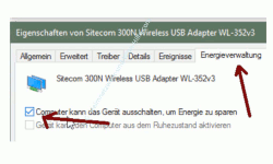 Probleme im Wlan-Netzwerk erkennen und beheben – Eigenschaften Netzwerkkarte – Register Energieverwaltung – Option Energie sparen deaktivieren