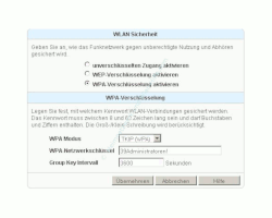 Wlan-Netzwerk Tutorial: WLAN WPA / WEP Verschlüsselung aktivieren oder ändern! Fritzbox Konfigurationsmenü - Menü Einstellungen WLAN Sicherheit Fenster WLAN-Sicherheit