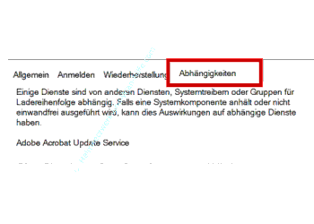 Abhängigkeiten eines Dienstes von anderen Diensten anzeigen lassen