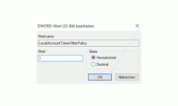 Windows 10 Tutorial - Lösung zum Fehler: Der Zugriff auf administrative Freigaben wird verweigert! - Änderung des Registry Wertes LocalAccountTokenFilterPolicy von 0 auf 1
