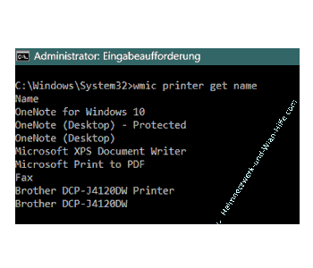 Alle installierten Drucker über den Befehl wmic printer get name auflisten