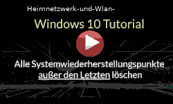 Alle Systemwiederherstellungspunkte außer den letzten Systemwiederherstellungspunkt löschen - Youtube Video Windows 10 Tutorial