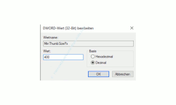 Windows 10 Tutorial - Die Größe der Taskleisten-Vorschaufenster anpassen - Anpassung des Dword-Wertes MinThumbSizePx auf 400 Pixel