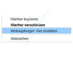 Anwendung: Befehl Verknüpfung hier erstellen 