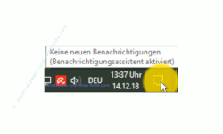 Windows 10  Tutorial - Die Anzeige von Benachrichtigungen im Infocenter anpassen! - Anzeige in der Taskleiste, dass der Benachrichtigungsassistent aktiviert ist 