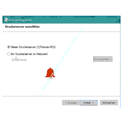 Drucker Tutorial: Assistent für Druckermigration - Druckerserver auswählen 