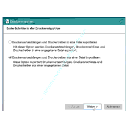 Drucker Tutorial: Assistent für Druckermigration - Druckerwarteschlangen und Druckertreiber importieren 