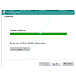 Drucker Tutorial: Assistent für Druckermigration - Meldung Export abgeschlossen 
