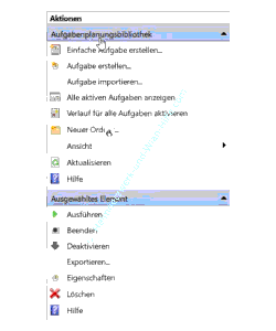 Windows 10 Tutorial: Aufgabenplanung – Menübereich, der alle zur Verfügung stehenden Aktionen auflistet 