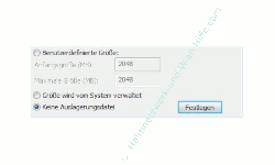 Die Windows 7 Auslagerungsdatei anpassen - Option, Keine Auslagerungsdatei festlegen