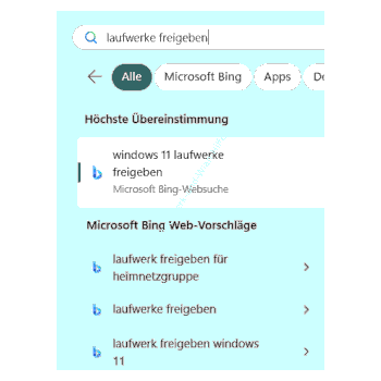 Bing Websuchvorschläge im Suchbereich von Windows