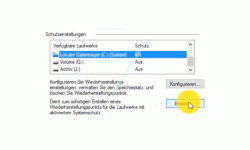 Windows 10 Tutorial - Systemwiederherstellungspunkte löschen – Button Erstellen eines Wiederherstellungspunktes