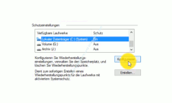Windows 10 Tutorial - Systemwiederherstellungspunkte löschen - Button Konfigurieren zum Verwalten eines Wiederherstellungspunktes 