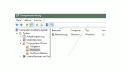 Windows 10 Benutzerverwaltung Tutorial – Computerverwaltung Bereich Sitzungen, der Benutzer anzeigt, die aktuell auf Freigaben zugreifen