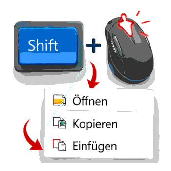 Das alte Kontextmenü über Shift+Rechtsklick aufrufen