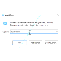 Das Fenster der Systemeigenschaften direkt über den Befehl sysdm.cpl aufrufen