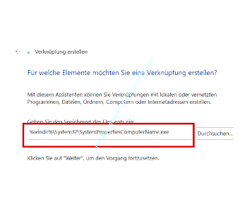 Das Fenster Systemeigenschaften über eine Verknüpfung aufrufen