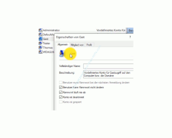 Windows 10 Tutorial - Das versteckte Benutzerkonto Gast (Gastkonto) unter Windows 10 Professional aktivieren - Das Konfigurationsfenster des Benutzers Gast 