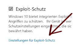 Windows 10 Tutorial - Mit dem Exploit-Schutz Programmcode von Tools und Anwendungen überwachen - Das Konfigurationsfenster Einstellungen für Exploit-Schutz aufrufen 