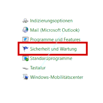 Das Systemsteuerungselement Sicherung und Wartung aufrufen