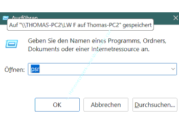 Das Tool Schrittaufzeichnung über den Befehl psr starten