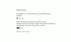 Windows 10 Tutorial - Plötzliche automatische Neustarts nach der Installation Updates verhindern - Das Konfigurationsfenster Datenschutz 