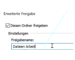 Offlinedateien Tutorial: dem Ordner mit den Arbeitsdateien-einen-freigabenamen-vergeben