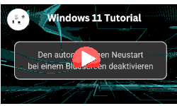 Den automatischen Windows Neustart bei einem Bluescreen deaktivieren - Youtube Video Windows 11 Tutorial