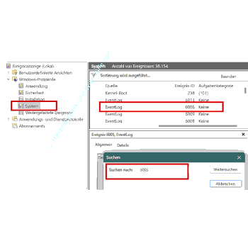 Den letzten Windows-Start im Ereignisprotokoll System suchen und anzeigen lassen