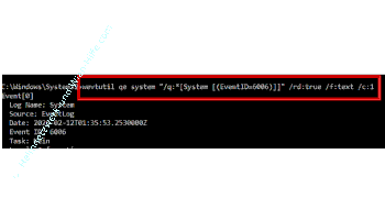Den letzten Windows-Start über die Kommandozeile und den Befehl wevtutil anzeigen lassen