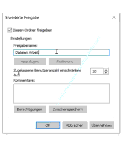 Offlinedateien Tutorial: Den Ordner mit den Arbeitsdateien freigeben