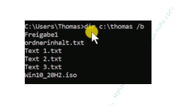 Windows 10 Tutorial - In einem Ordner enthaltene Dateien als Liste in eine Textdatei schreiben - Den Verzeichnisinhalt mit dem Befehl dir in minimaler Listenform ausgeben 
